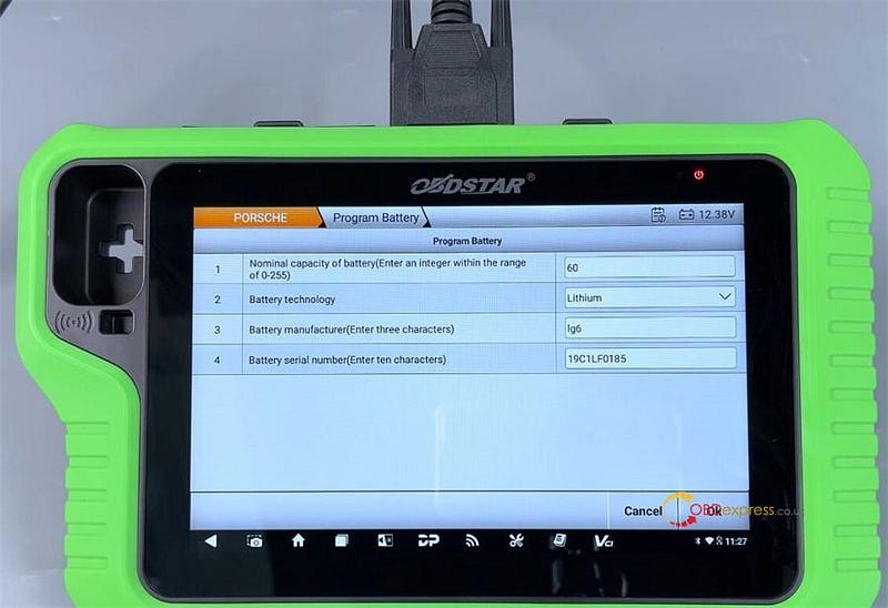 Porsche Cayenne 2018–2023 Program Battery by OBDSTAR X300 Classic G3