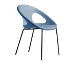 PATTI STACKABLE PLASTIC CHAIR, LIGHT BLUE & CHARCOAL LEGS