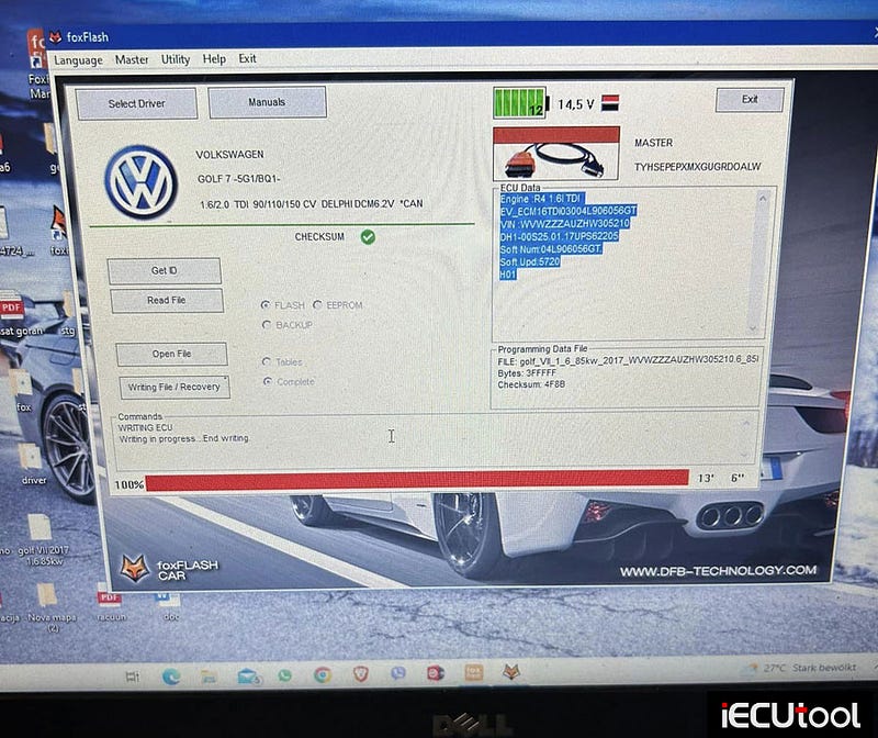 Foxflash Read and Write VW Golf 7 DCM6.2V via OBD