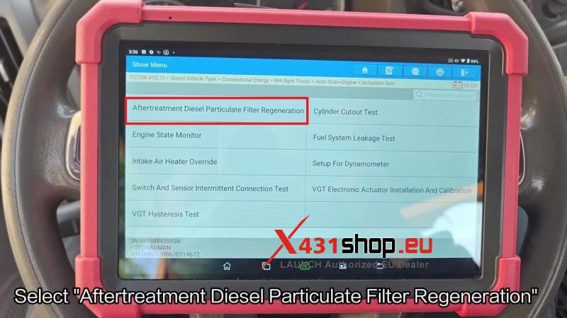 DPF Regen 2018 Foton Aumark with LAUNCH X431 PAD 5