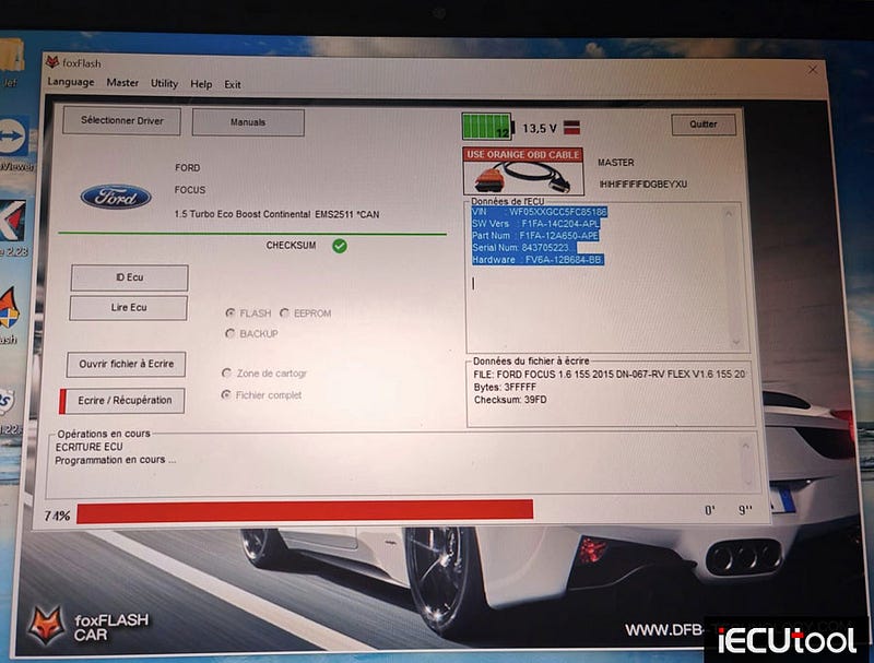 Foxflash reads Ford EMS2511 ECU