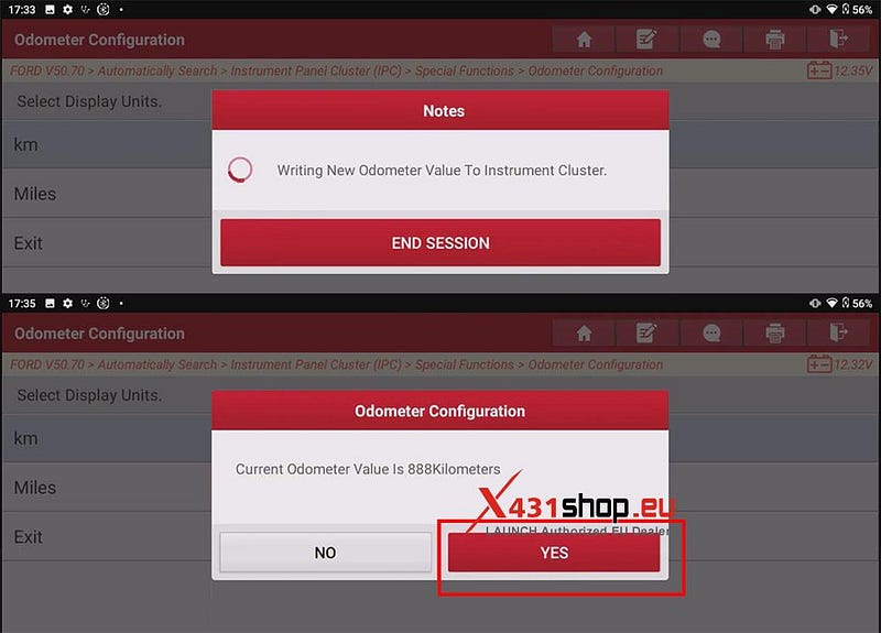 LAUNCH X431 Tool Writes Odometer Value to 2023 Ford Transit