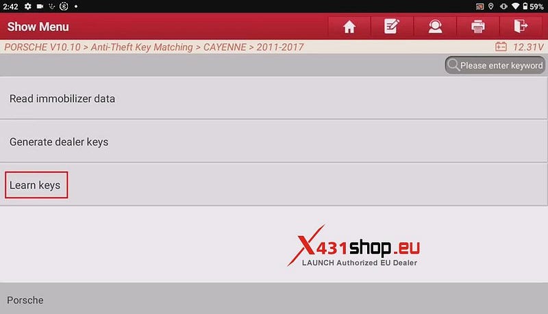 Add keys to Porsche Macan using LAUNCH X431 IMMO PLUS