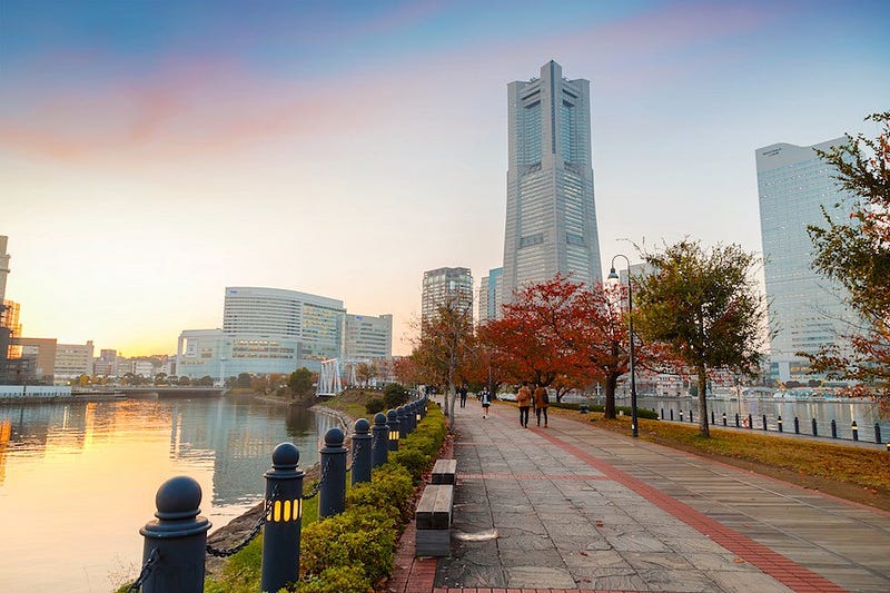 Yokohama’s iconic Landmark Tower in the posh area of Minato Mirai