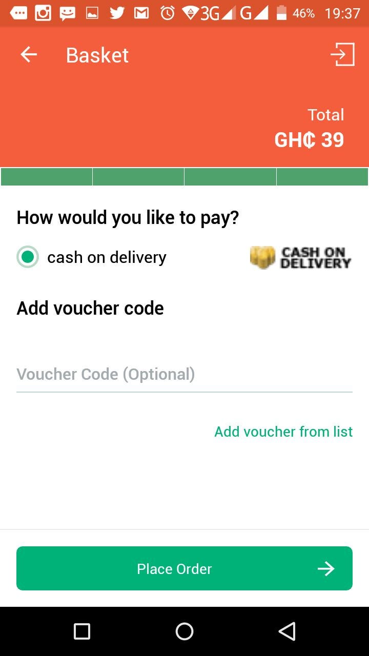 How To Pay in Android App - HelloFood Ghana