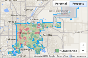 Property crime map, Denver