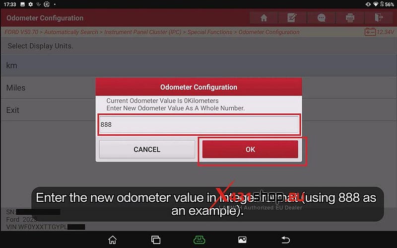 LAUNCH X431 Tool Writes Odometer Value to 2023 Ford Transit