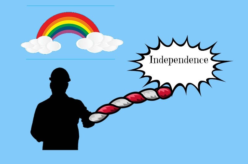 Person taking independence back 
