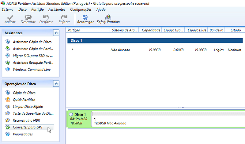 convertendo o disco para GPT