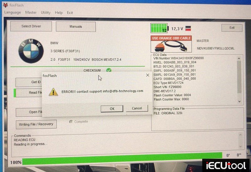 Foxflash Failed to Read BMW MEVD17.2.4 via OBD