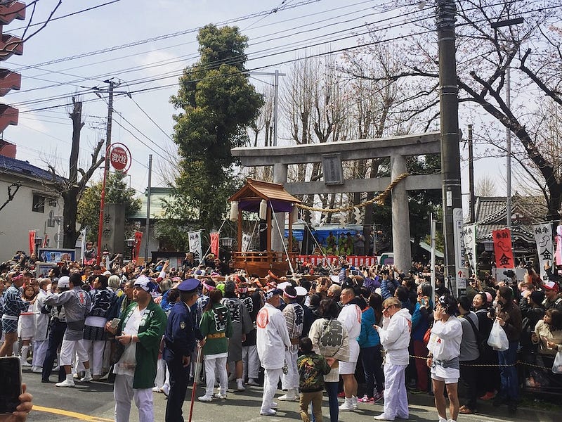 Hordes of people gather at Kawasaki’s Kanayama Shrine for the Kanamara Festival