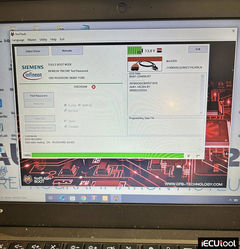 Foxflash Read and Write Ford SID807EVO ECU in Boot