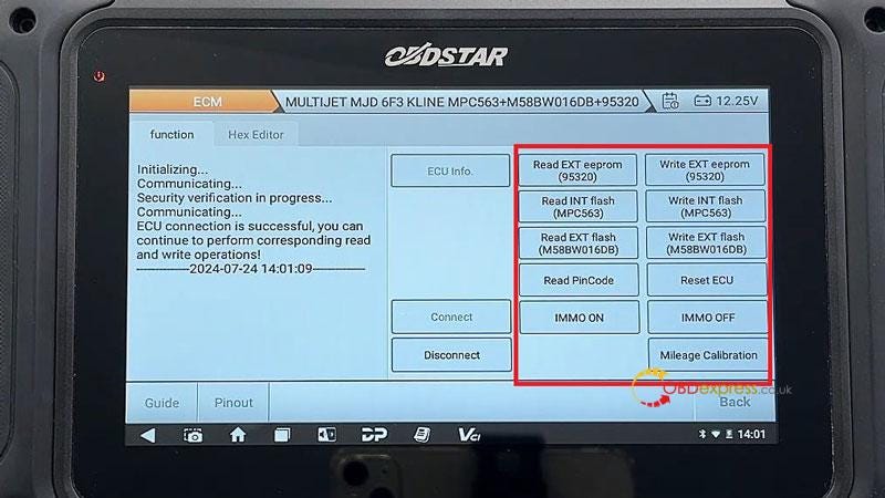 OBDSTAR DC706 Fiat MJD 6F3 IMMO On_Off, Read PIN, Reset Mileage