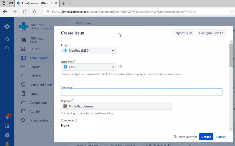 Jira dashboard - Asana vs Jira