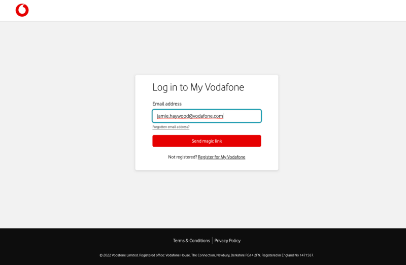 Login page