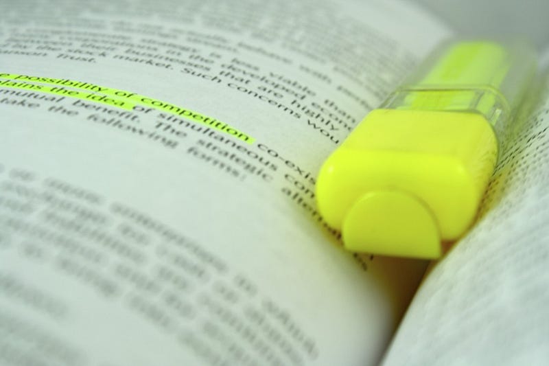 Yellow highlighter and text