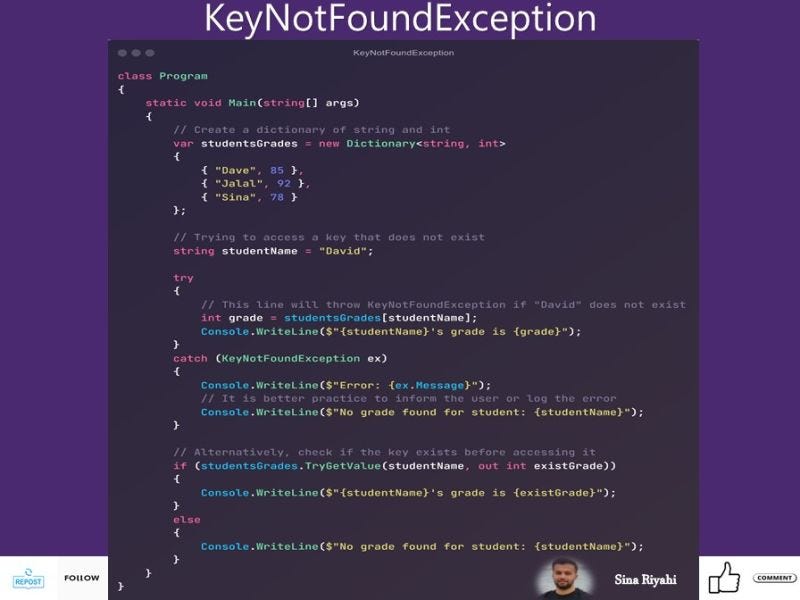 KeyNotFoundException