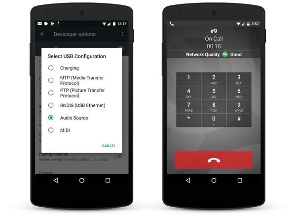 Nexus 5 - USB Settings & Bria in-call