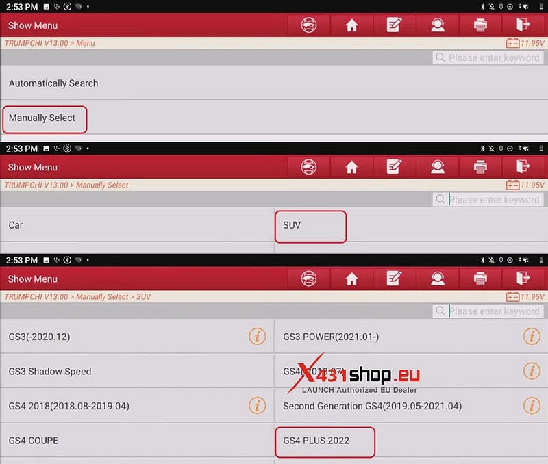 LAUNCH X431 Tool_TPMS Calibration on Trumpchi GS4 PLUS