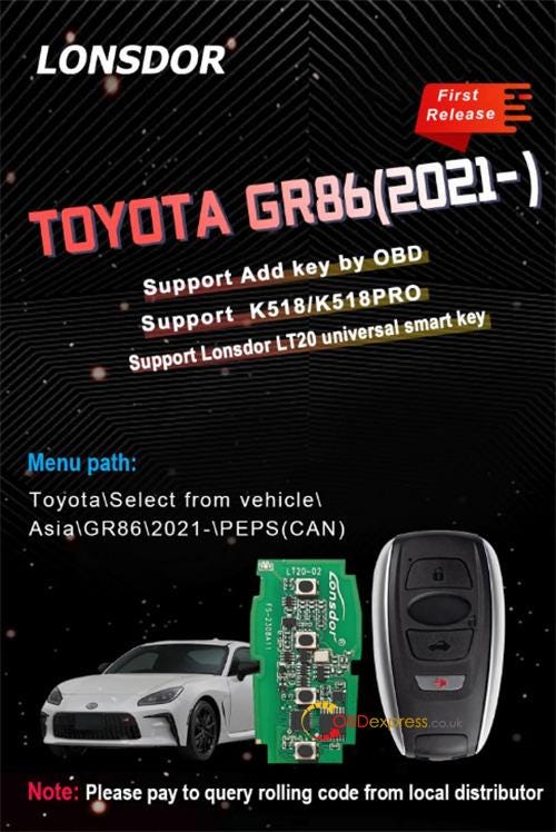Lonsdor K518 Pro 2021年以降のトヨタ車向けPINコード計算機能
