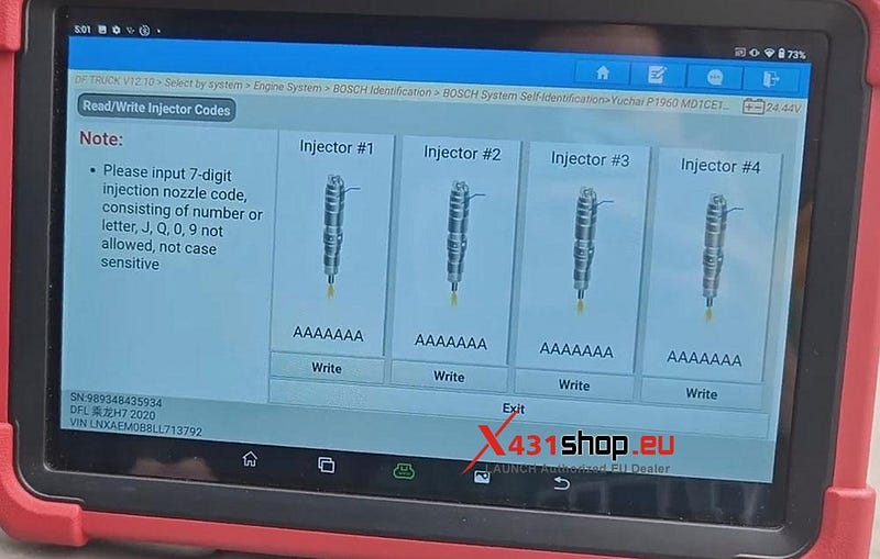 LAUNCH X431 Truck Tool_Writes Injector Codes on DF Truck