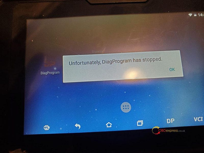 solve OBDSTAR prompt “Unfortunately, DiagProgram has stopped”