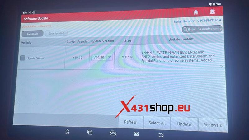 LAUNCH-X431 PRO5 モール購入後に新しいソフトウェアを入手