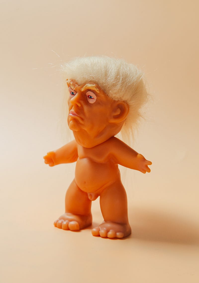 A troll doll that looks like Trump