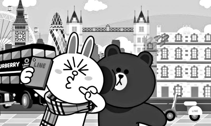 Cartoon image of Line characters in London