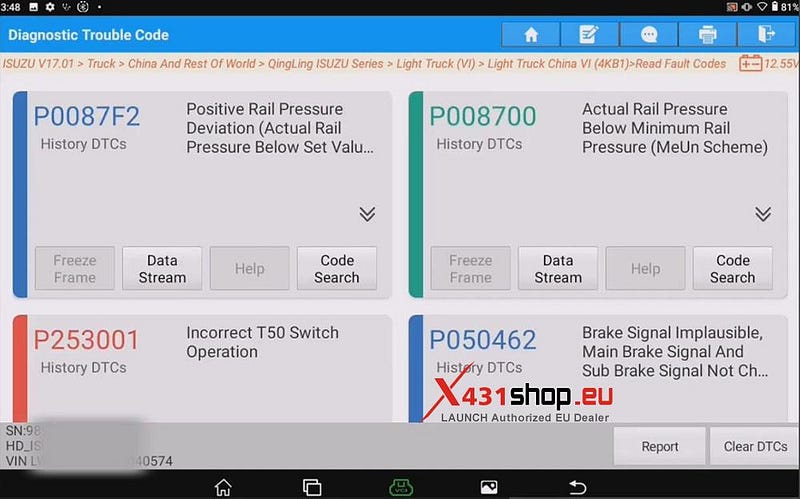 LAUNCH X431 Tool: Read Data Stream & DTCs on Isuzu Light Truck