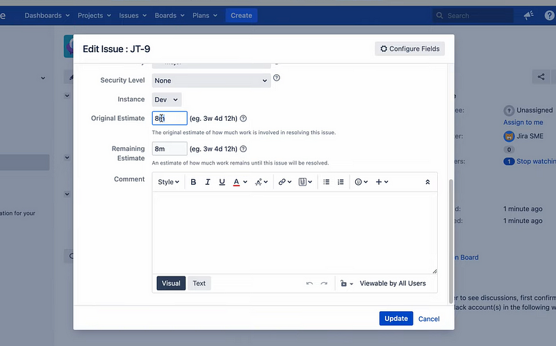 configuring time tracking settings on Jira