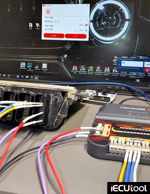 FormulaFlash Read BMW MEVD17.2.3 ECU on Bench