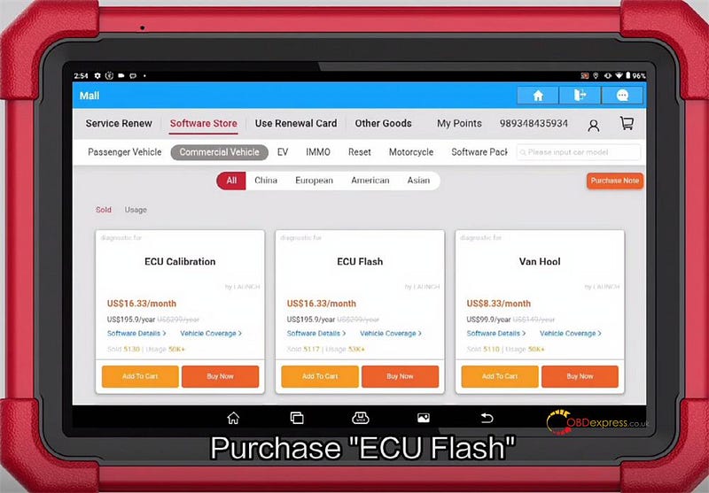 LAUCNH X431 V+ SmartLink HD Purchase and Activate ECU Flash Software Guide