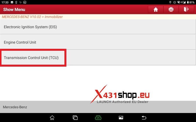 How to Reset Benz VGS3 NAG2 TCU with LAUNCH X431 PRO5
