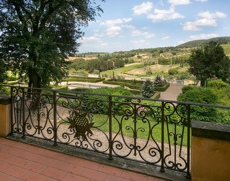 View from the manor house over the Tuscan landscape.