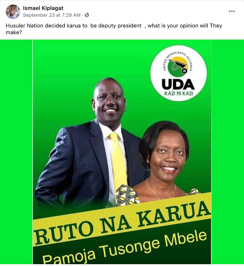 FALSE: This poster claiming DP Ruto has chosen Martha Karua as his ...