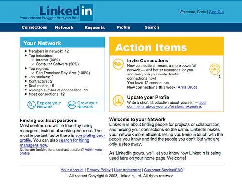 First Version of Linkedin Website