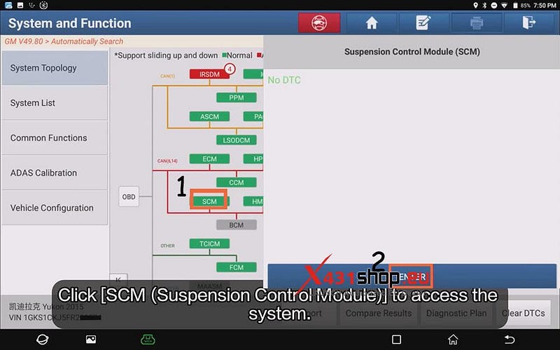 LAUNCH X431 PAD_Suspension Height Sensor Reset for GMC Yukon