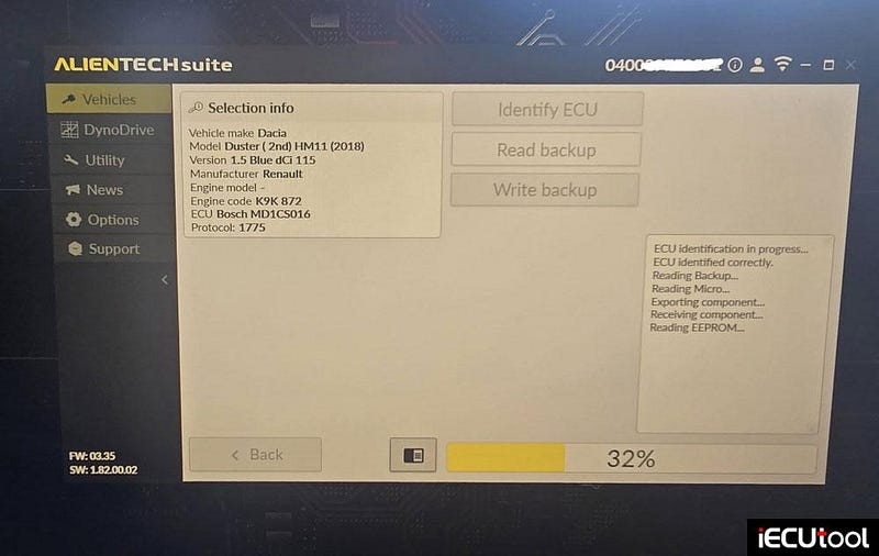 Read Dacia Duster 2021 MD1CS016 ECU with Flex or KESS3