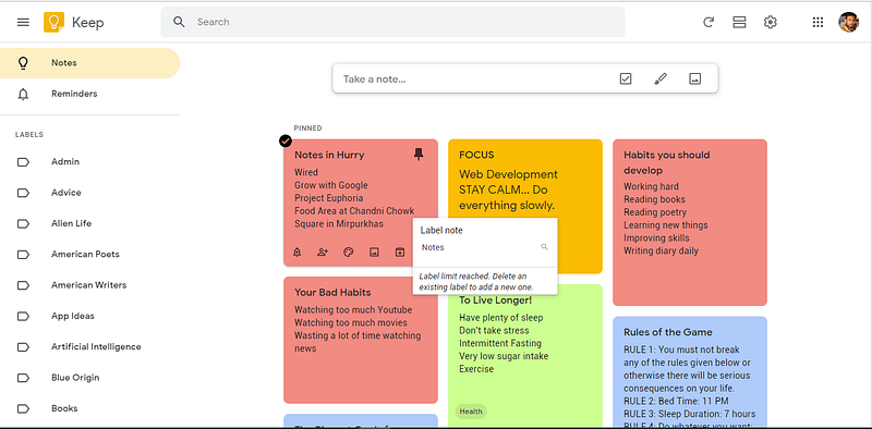 Google Keep — Evernote alternative