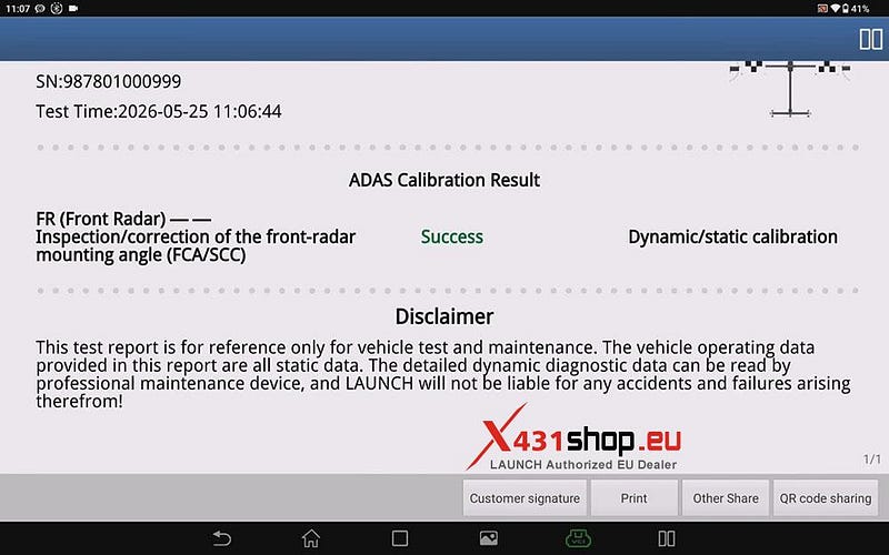 LAUNCH X431 PAD_Front Radar ADAS Calibration on Hyundai Staria