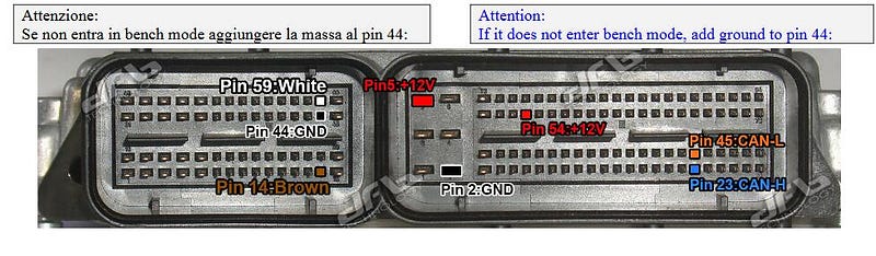 Foxflash Fiat EDC17C49 Bench and Boot Pinouts