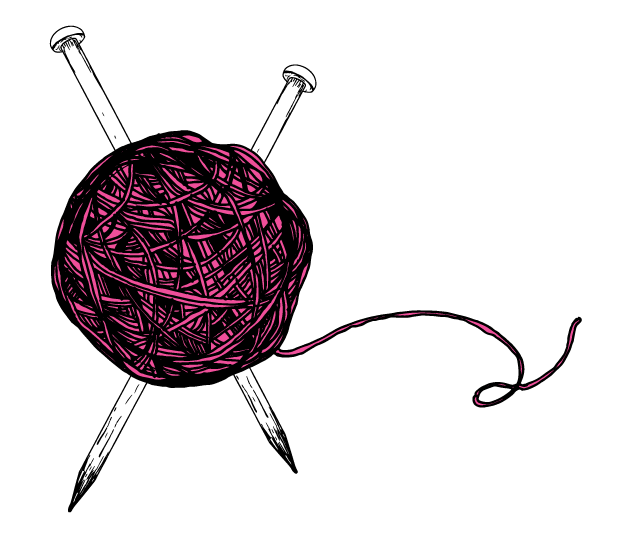 knitting needles and yarn illustration