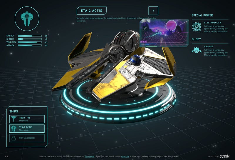 Ship Selection Page | AI → Blender → Three.js