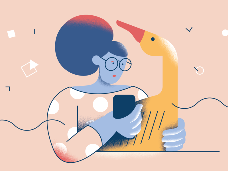 Girl with mobile illustration pack by 🤴 Denis Shepovalov for Craftwork