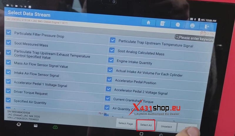 LAUNCH X431 PAD V ELITE    JAC M4
