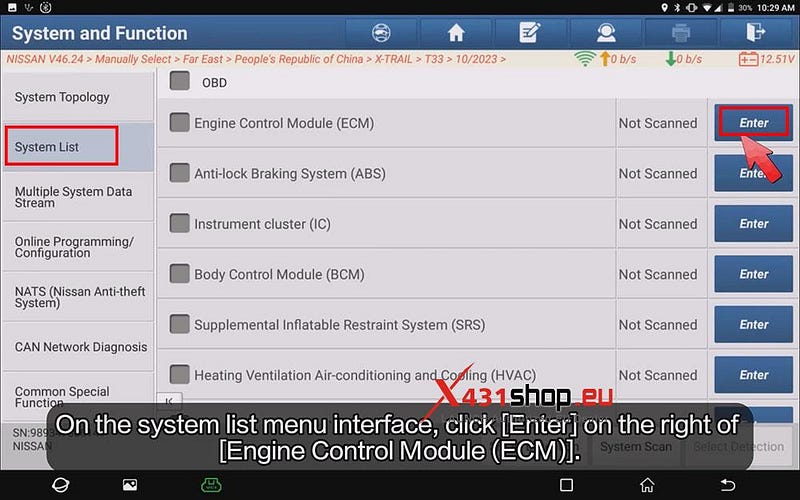 LAUNCH X431 PAD_Adjust Target Ignition Timing on Nissan X-TRAIL