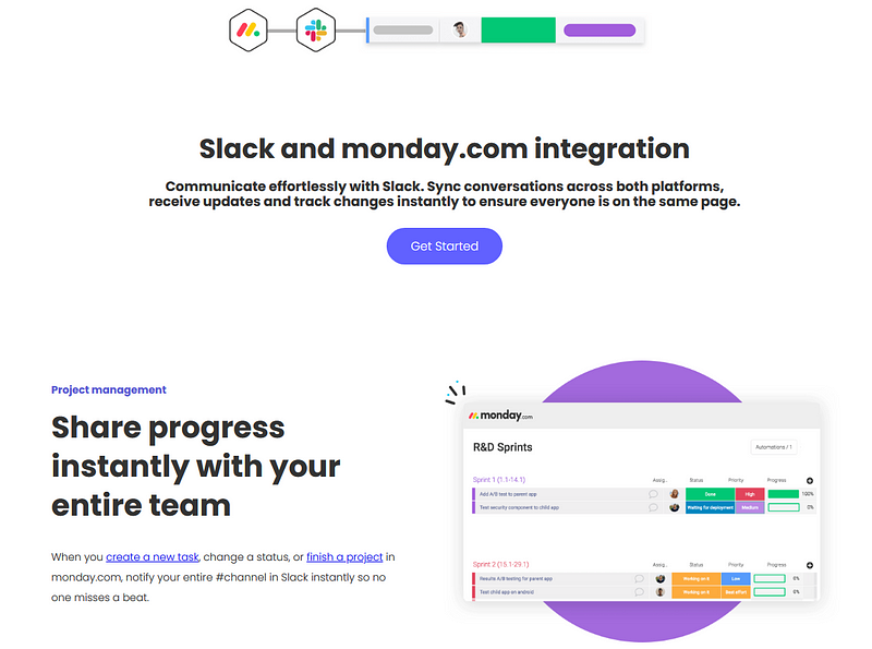 Slack and Monday.com integration for best communications