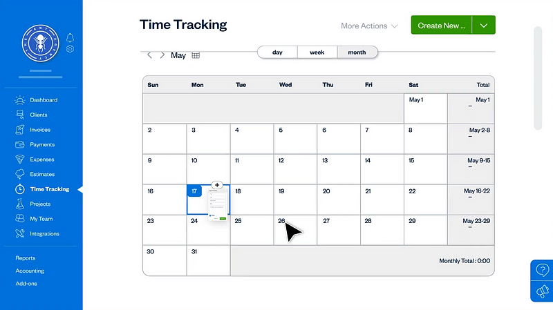 FreshBooks offers invoicing and time tracking