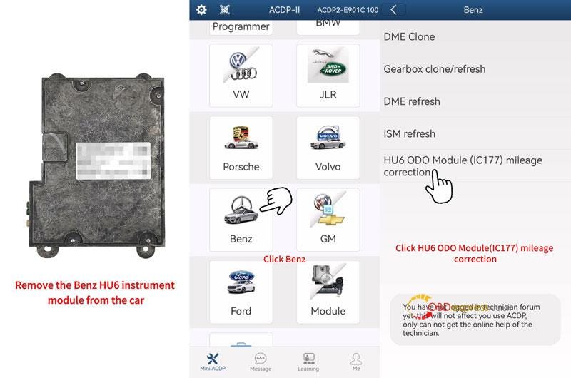 Yanhua ACDP MB HU6 ODO IC177 Mileage Correction Tutorial